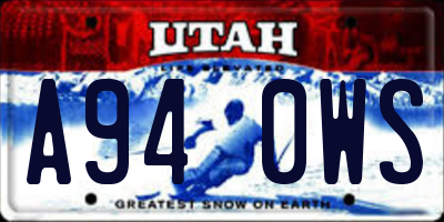 UT license plate A940WS