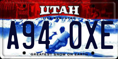 UT license plate A940XE