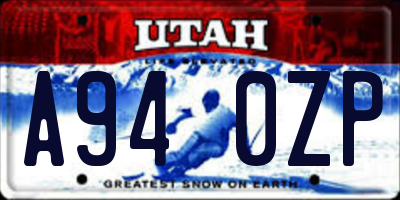 UT license plate A940ZP