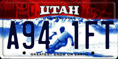 UT license plate A941FT