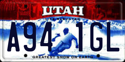 UT license plate A941GL