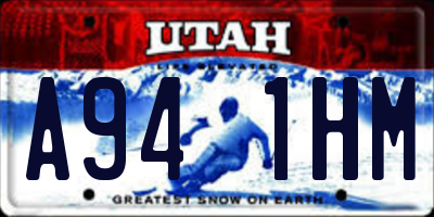 UT license plate A941HM