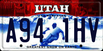 UT license plate A941HV