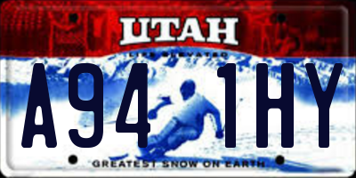 UT license plate A941HY