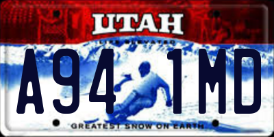 UT license plate A941MD