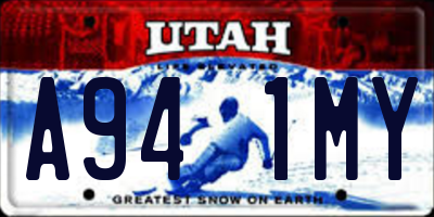UT license plate A941MY