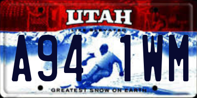 UT license plate A941WM
