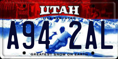 UT license plate A942AL