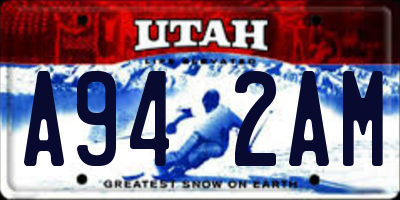 UT license plate A942AM