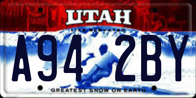 UT license plate A942BY