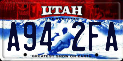 UT license plate A942FA