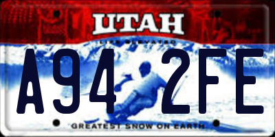 UT license plate A942FE