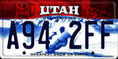 UT license plate A942FF