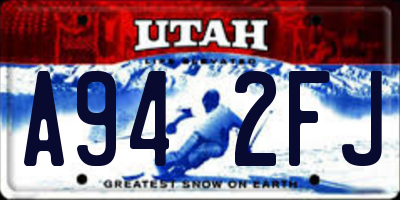 UT license plate A942FJ