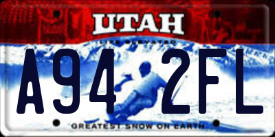 UT license plate A942FL
