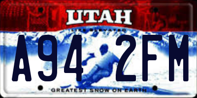 UT license plate A942FM