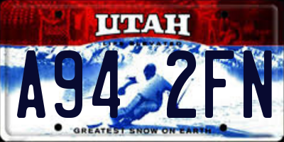UT license plate A942FN