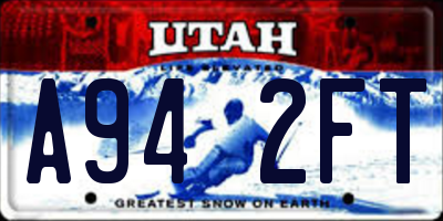 UT license plate A942FT