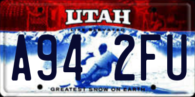 UT license plate A942FU