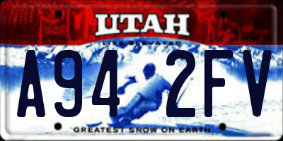 UT license plate A942FV