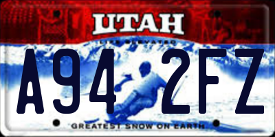 UT license plate A942FZ