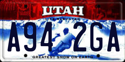 UT license plate A942GA