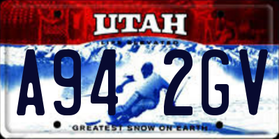 UT license plate A942GV