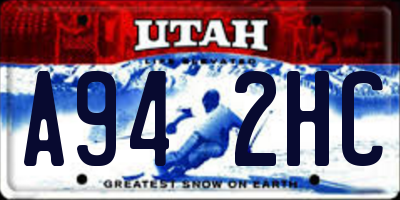 UT license plate A942HC