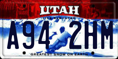 UT license plate A942HM