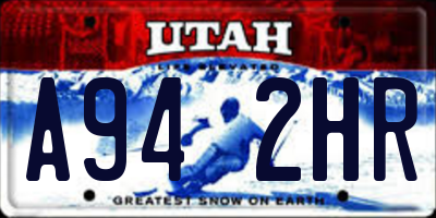 UT license plate A942HR
