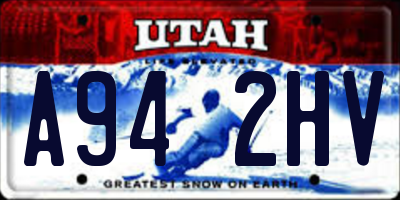 UT license plate A942HV
