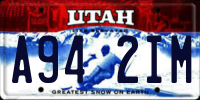 UT license plate A942IM