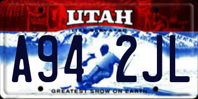 UT license plate A942JL
