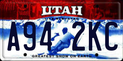 UT license plate A942KC