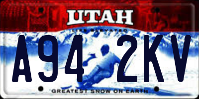UT license plate A942KV
