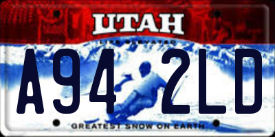 UT license plate A942LD