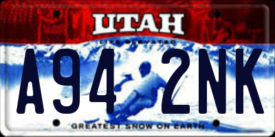 UT license plate A942NK