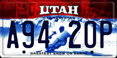 UT license plate A942OP