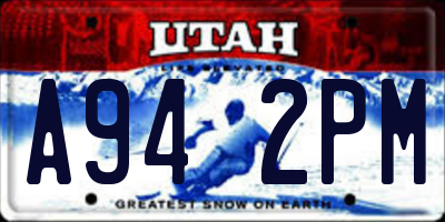 UT license plate A942PM