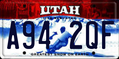 UT license plate A942QF