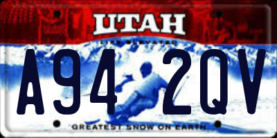 UT license plate A942QV