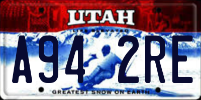 UT license plate A942RE