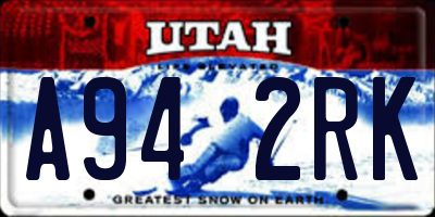 UT license plate A942RK