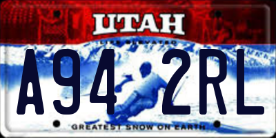 UT license plate A942RL