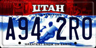 UT license plate A942RO