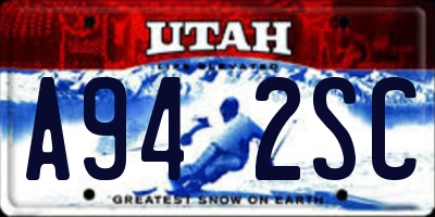 UT license plate A942SC