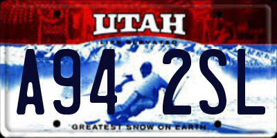 UT license plate A942SL