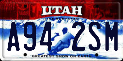 UT license plate A942SM