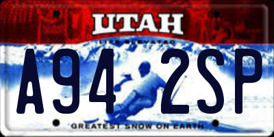UT license plate A942SP