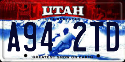 UT license plate A942TD